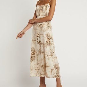 DISSH AGNES BEIGE MARBLE SLIP MIDI DRESS